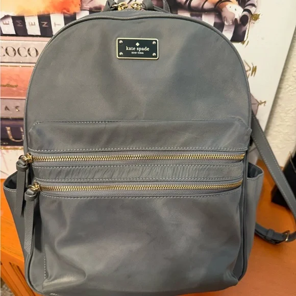 Kate Spade Gray Backpack Sam Icon Quilted Satin Small Backpack | Kate Spade Outlet main image 4